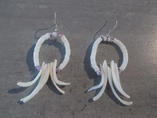 Artisanat - Boucle oreille créole nacre coquilles